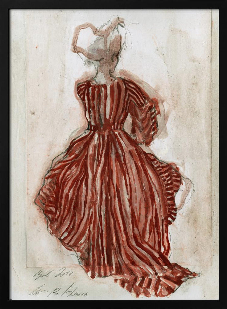 Woman In A Red Striped Dress | Poster