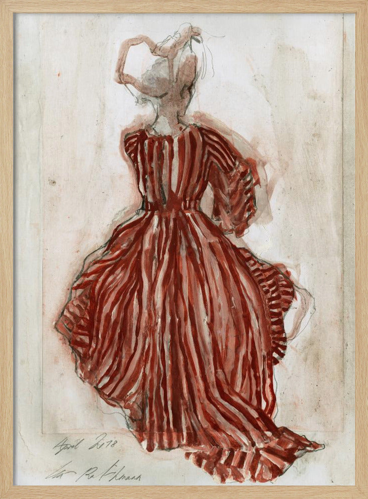 Woman In A Red Striped Dress | Poster