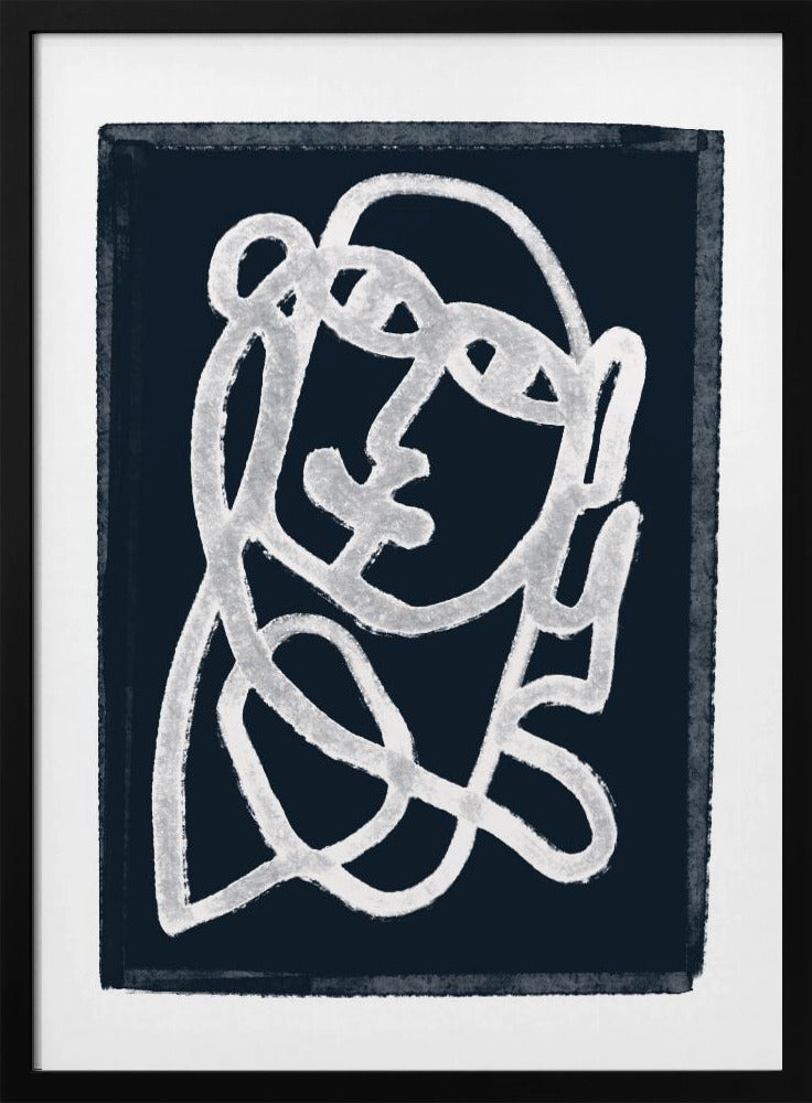 Navy Abstract Line Drawing | Poster