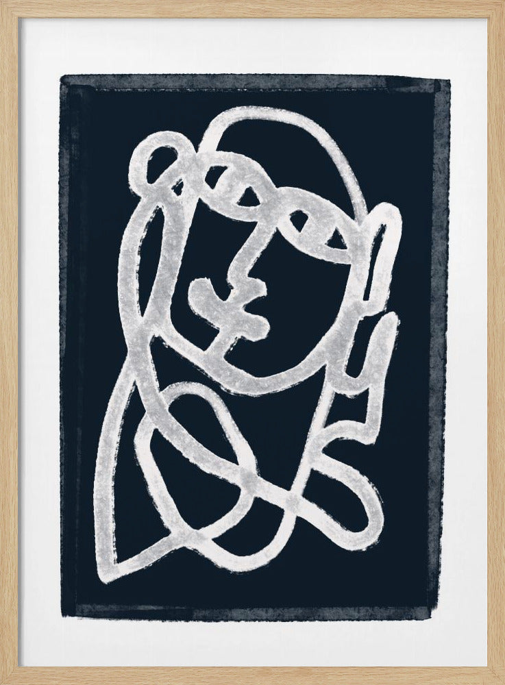 Navy Abstract Line Drawing | Poster