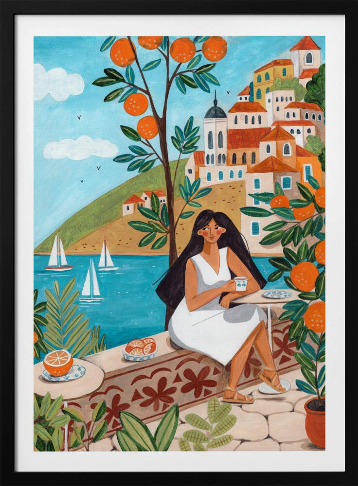Travel poster woman in Mediterranean coast | Poster