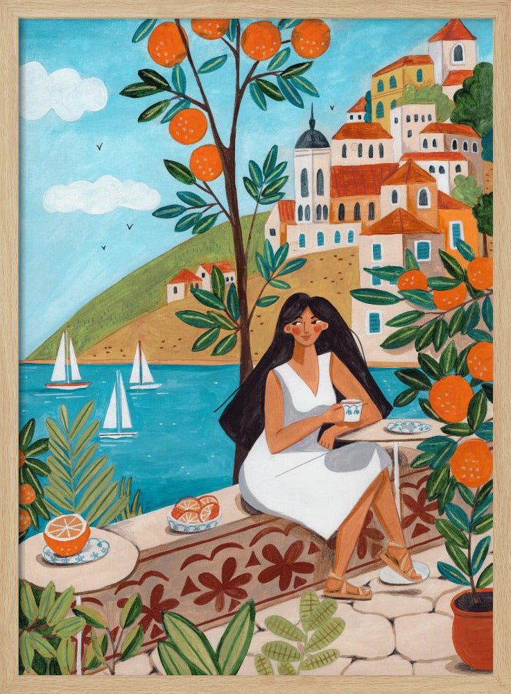 Travel poster woman in Mediterranean coast | Poster