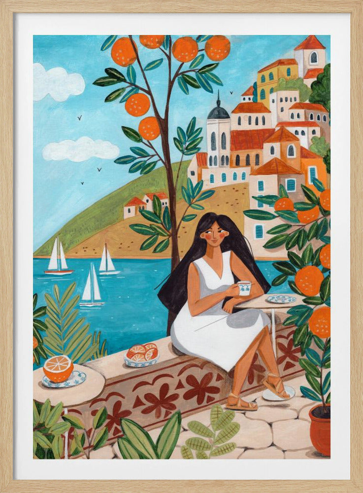 Travel poster woman in Mediterranean coast | Poster