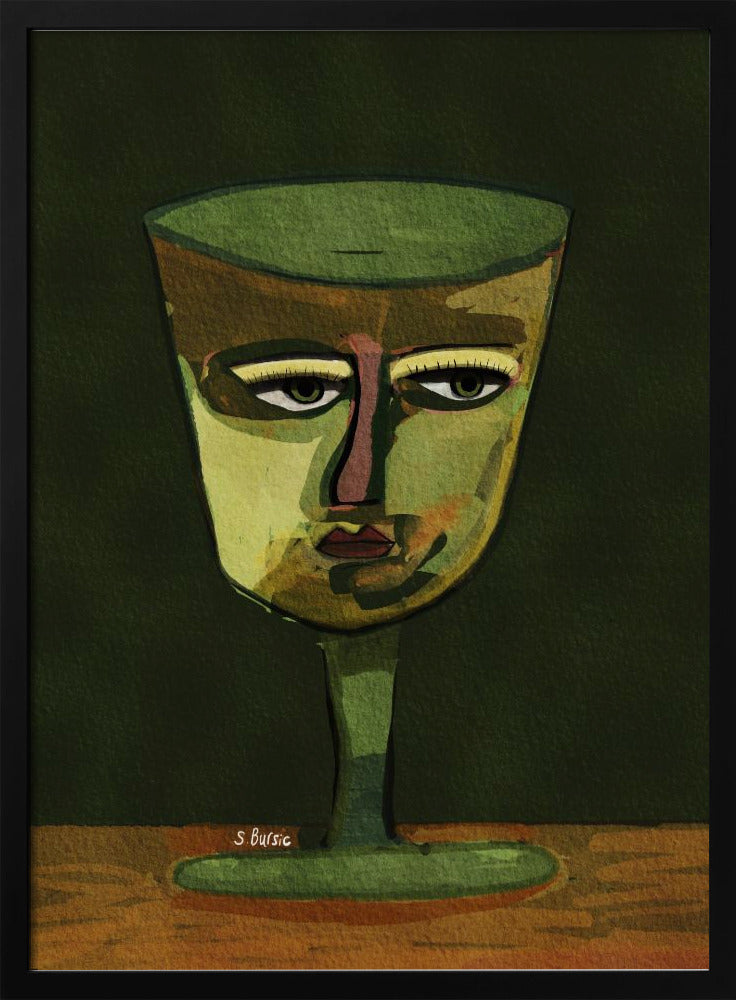 Wine Glass Lady green | Poster