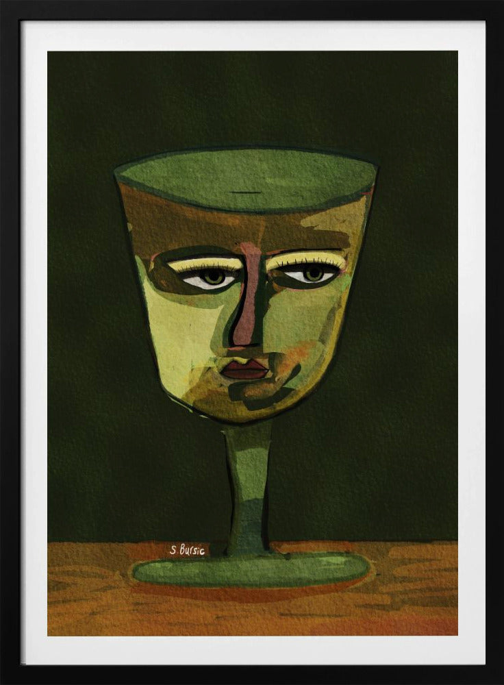 Wine Glass Lady green | Poster