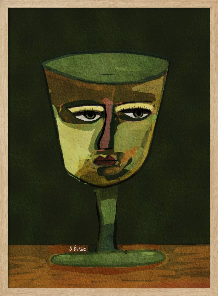 Wine Glass Lady green | Poster