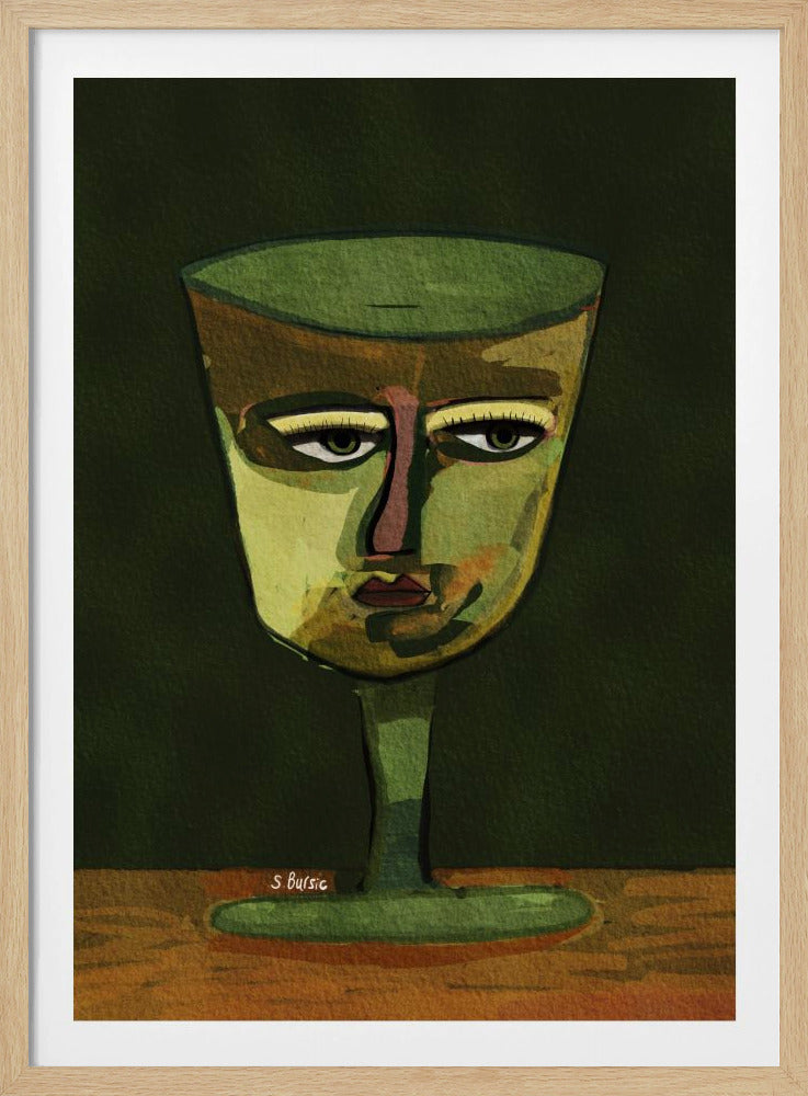 Wine Glass Lady green | Poster