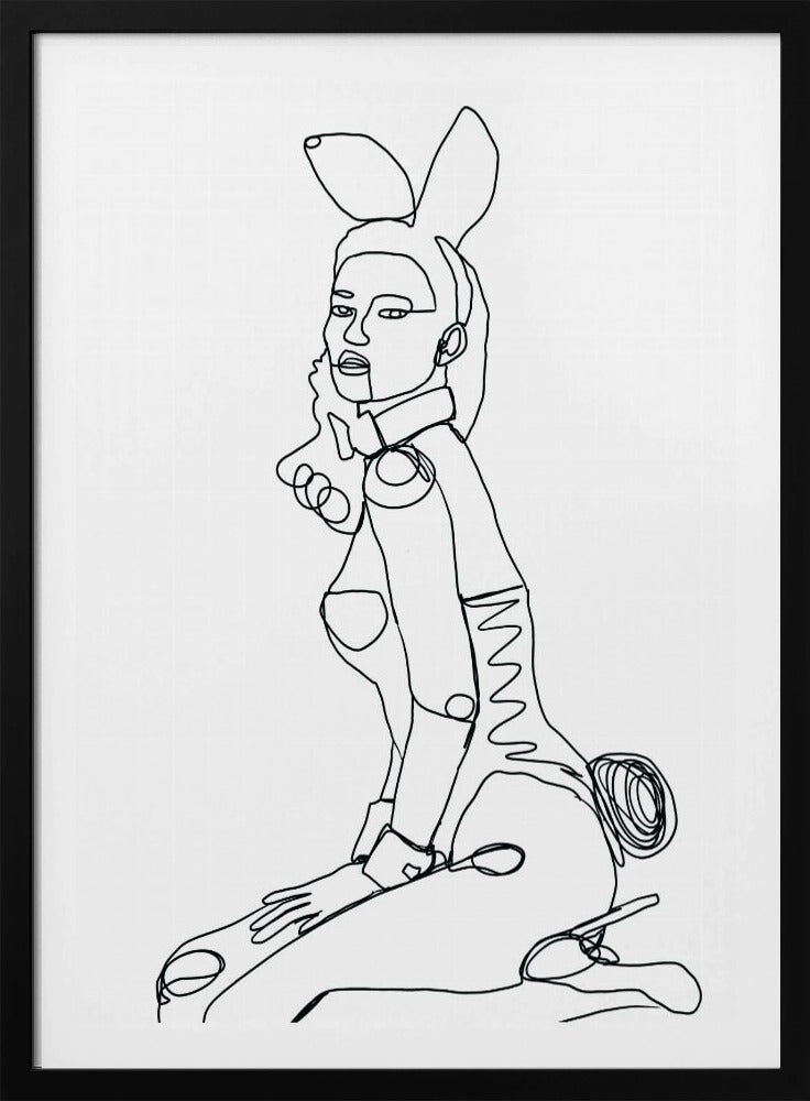 Line Drawing of Bunny Lady | Poster