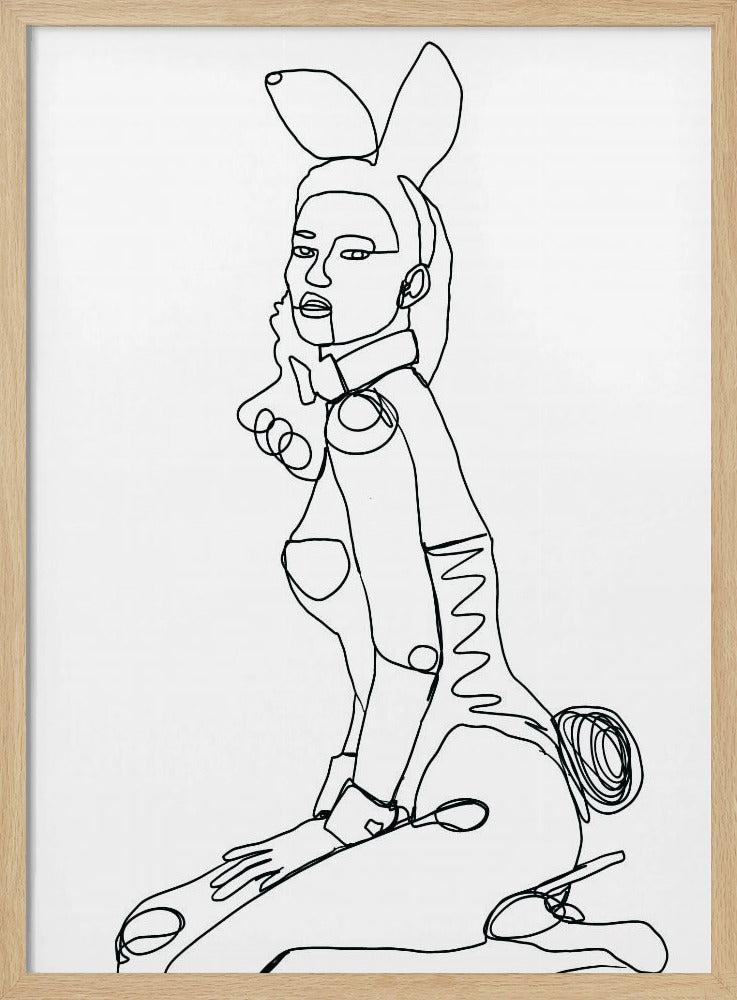 Line Drawing of Bunny Lady | Poster