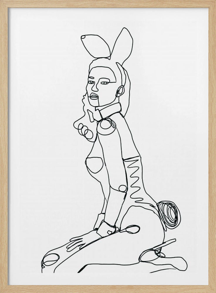 Line Drawing of Bunny Lady | Poster