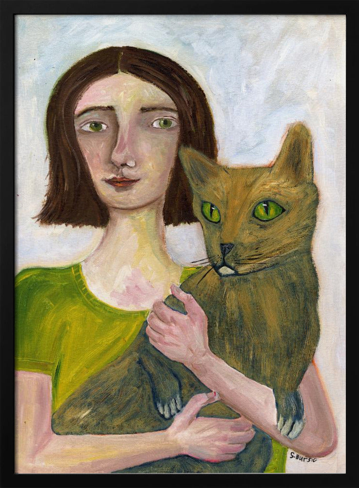 Cat Lady with Greenish Cat | Poster