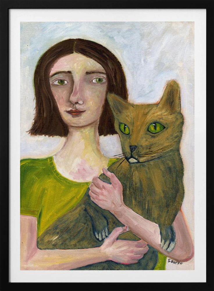 Cat Lady with Greenish Cat | Poster