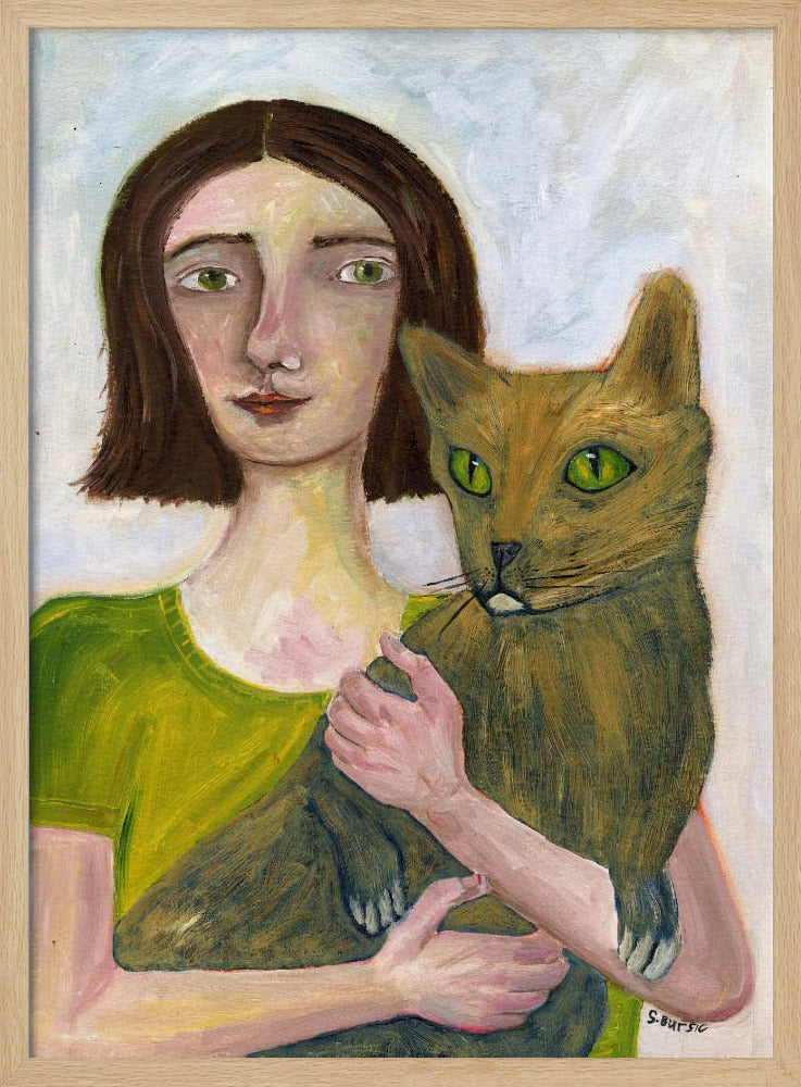 Cat Lady with Greenish Cat | Poster