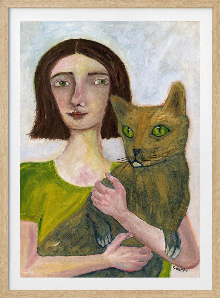 Cat Lady with Greenish Cat | Poster