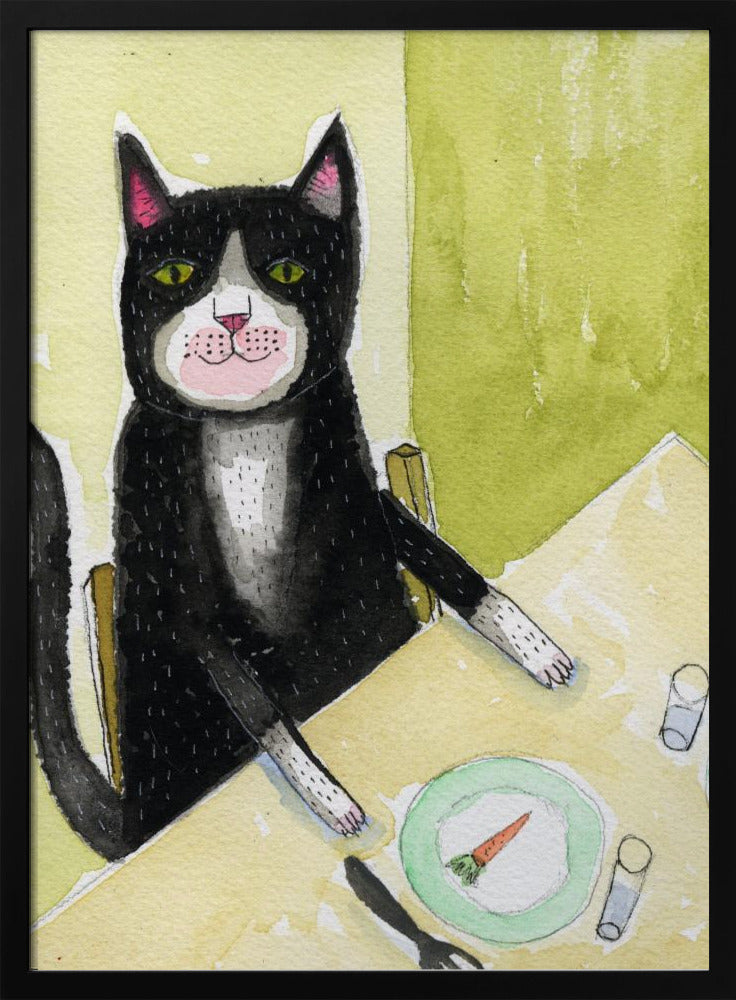 Cat having dinner | Poster