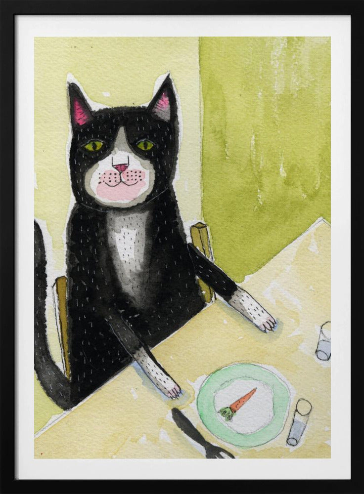 Cat having dinner | Poster