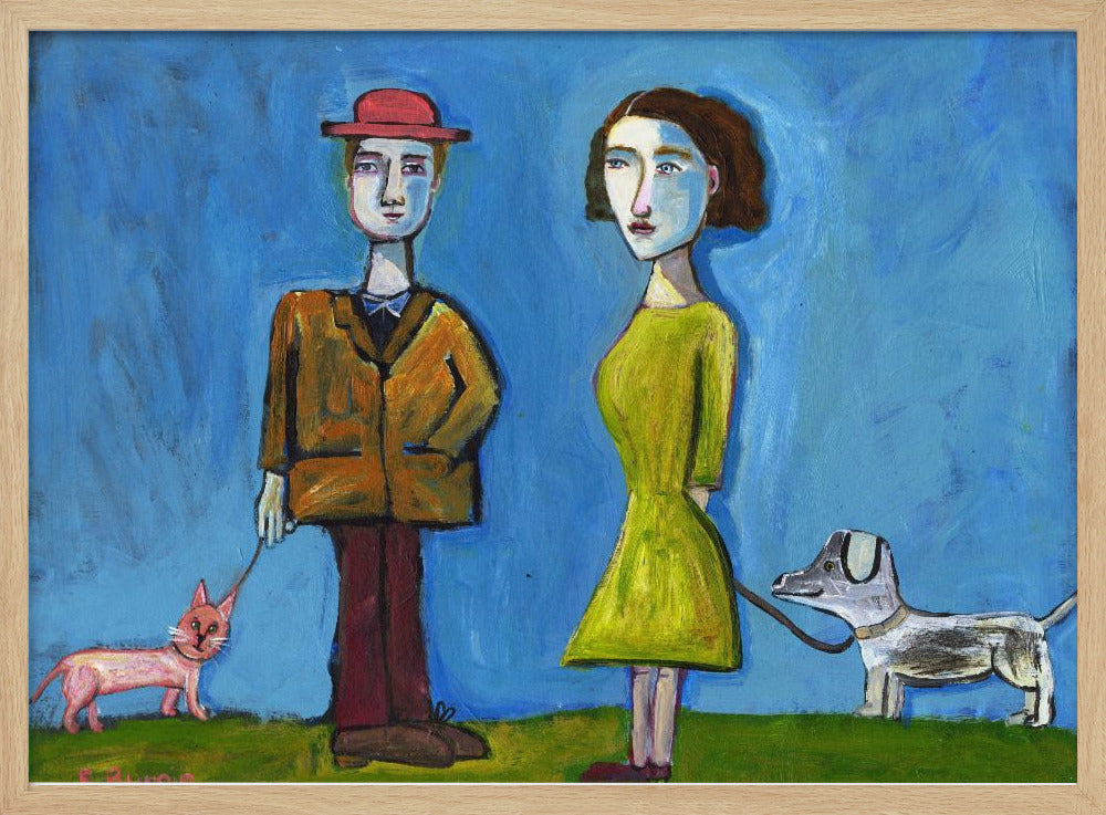 People walking cat and dog | Poster