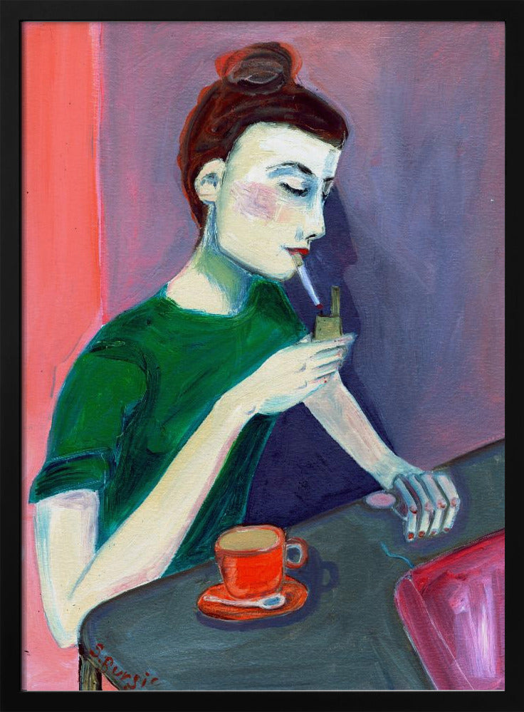 Lady lighting cigarette | Poster