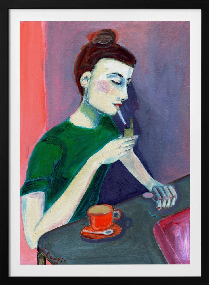 Lady lighting cigarette | Poster