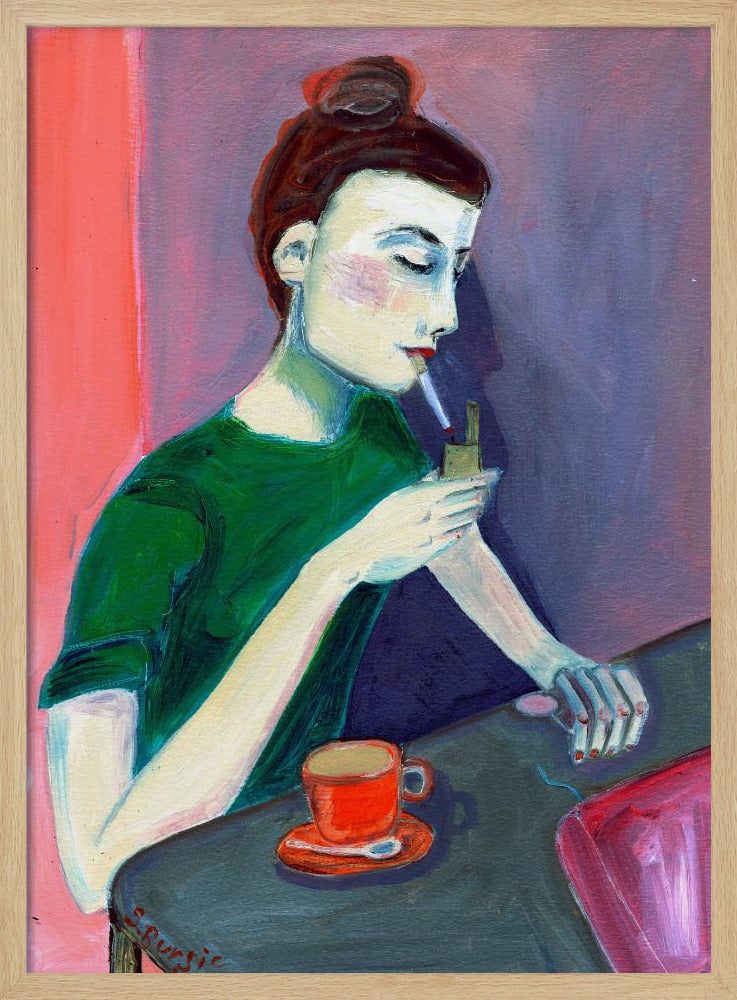 Lady lighting cigarette | Poster