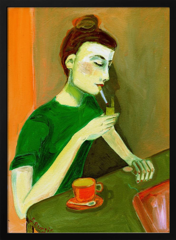 Lady lighting cigarette | Poster