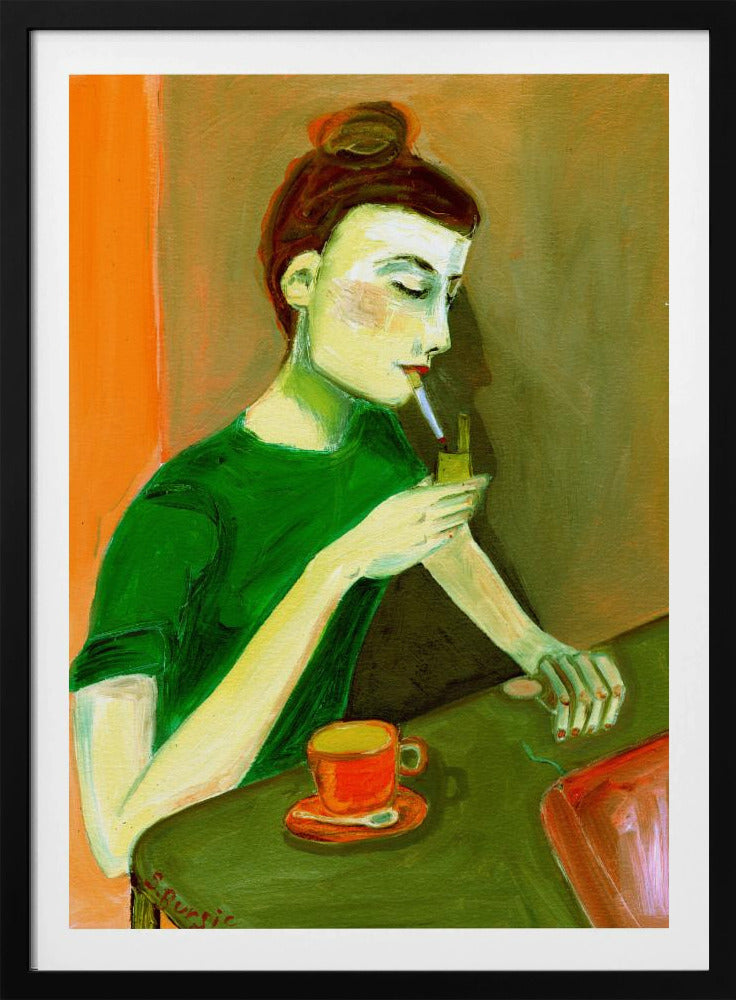 Lady lighting cigarette | Poster