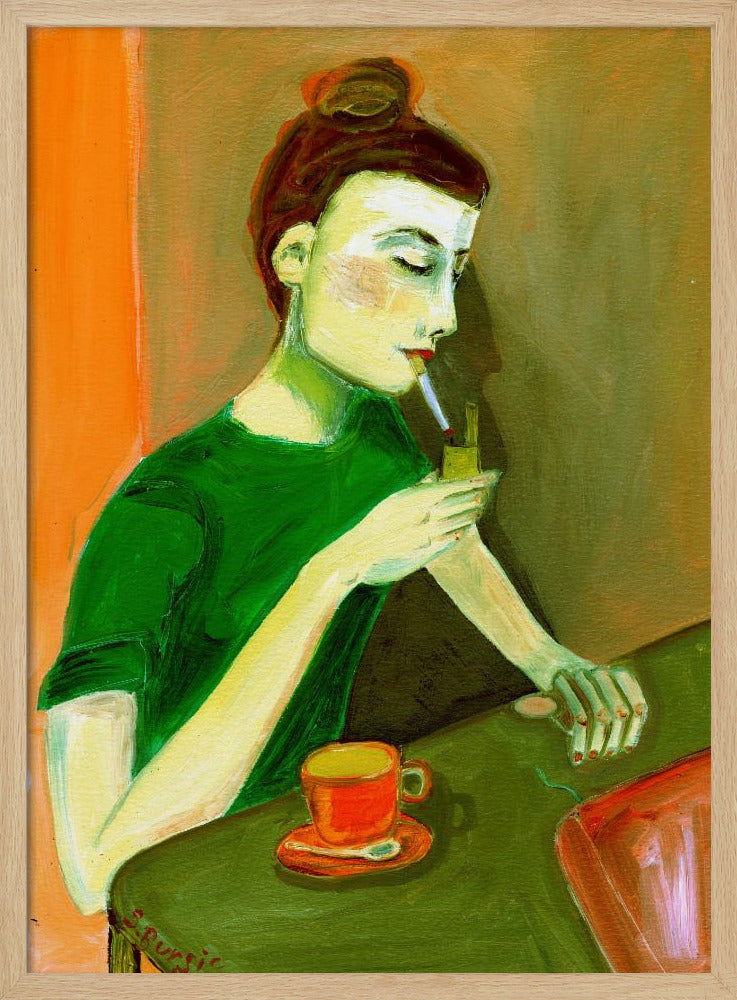Lady lighting cigarette | Poster