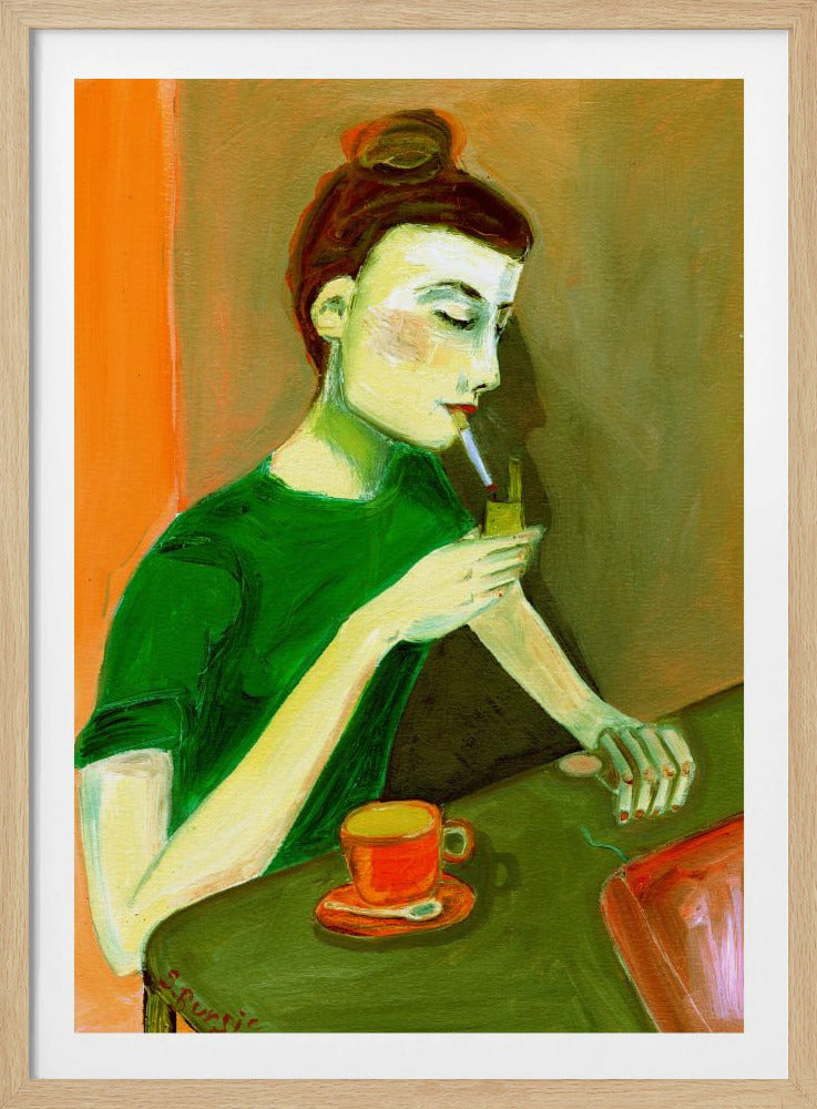 Lady lighting cigarette | Poster
