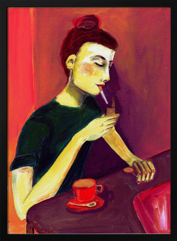 Lady lighting cigarette | Poster