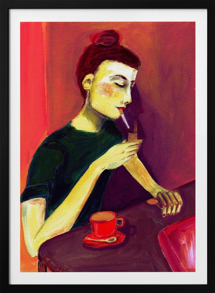 Lady lighting cigarette | Poster