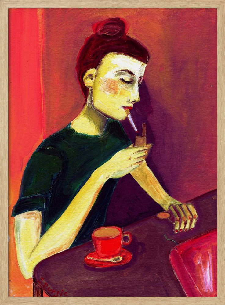 Lady lighting cigarette | Poster