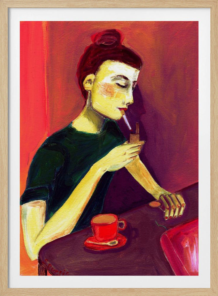 Lady lighting cigarette | Poster
