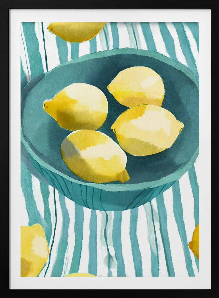 Zitronen in türkisfarbener Schale | Poster