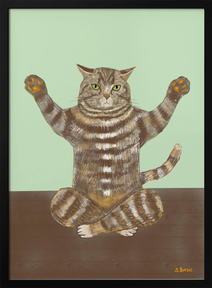 Yoga Cat Light Green Background | Poster