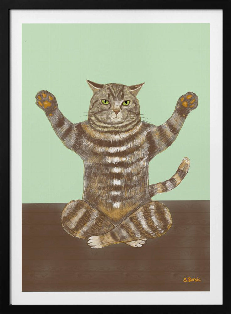 Yoga Cat Light Green Background | Poster