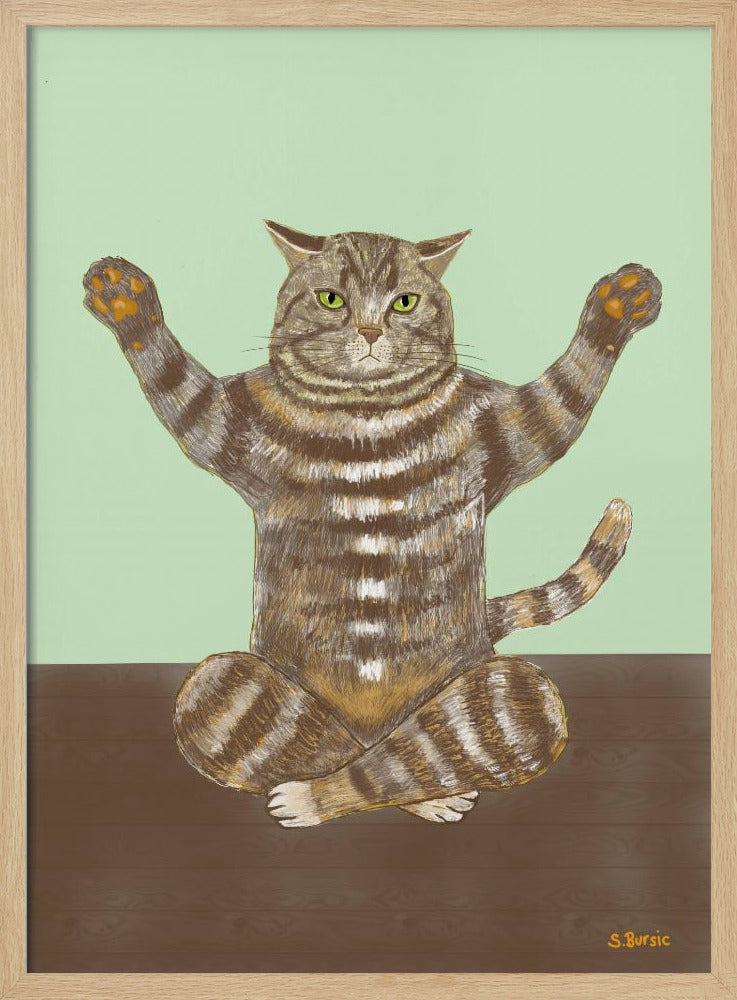 Yoga Cat Light Green Background | Poster