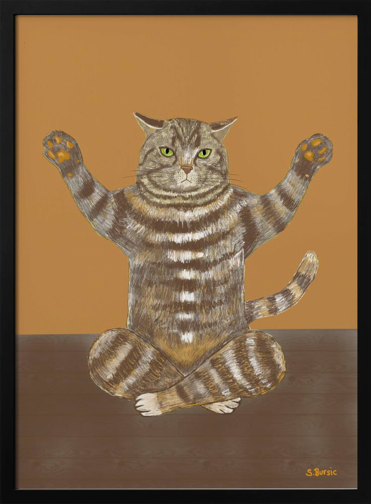 Yoga Cat Tan Background | Poster