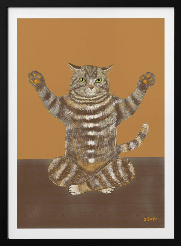 Yoga Cat Tan Background | Poster