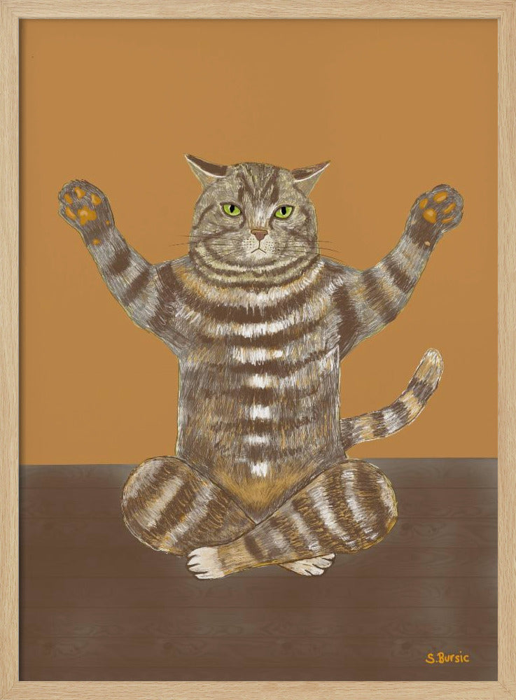 Yoga Cat Tan Background | Poster