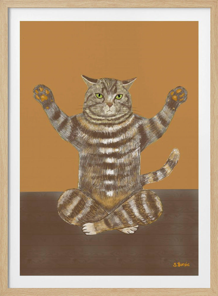 Yoga Cat Tan Background | Poster
