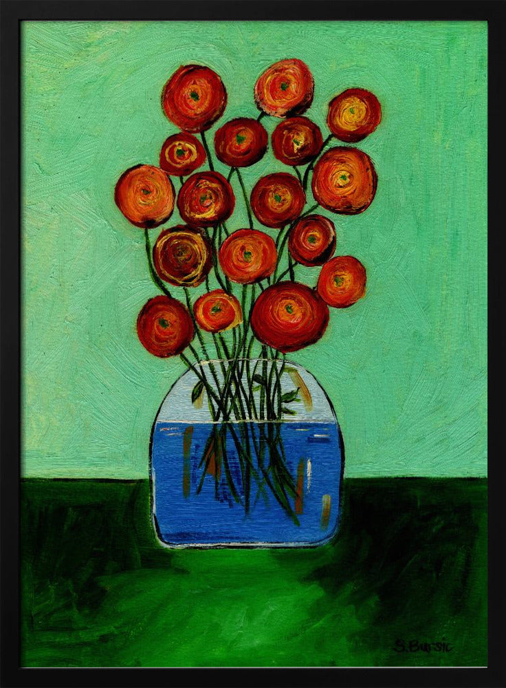 Poppies in Vase Green Version | Poster