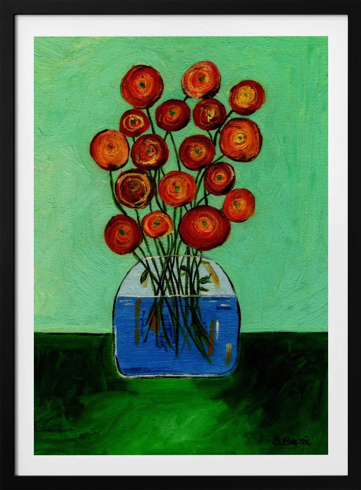 Poppies in Vase Green Version | Poster