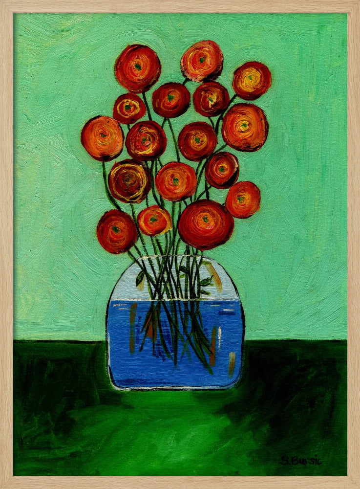 Poppies in Vase Green Version | Poster