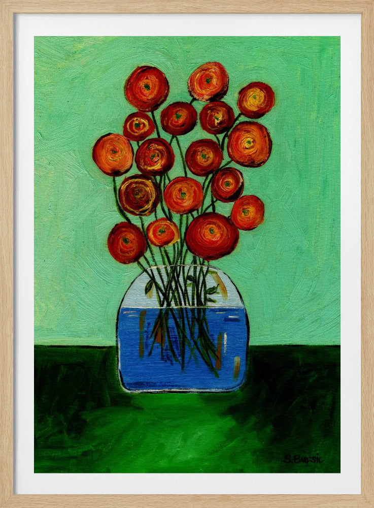 Poppies in Vase Green Version | Poster