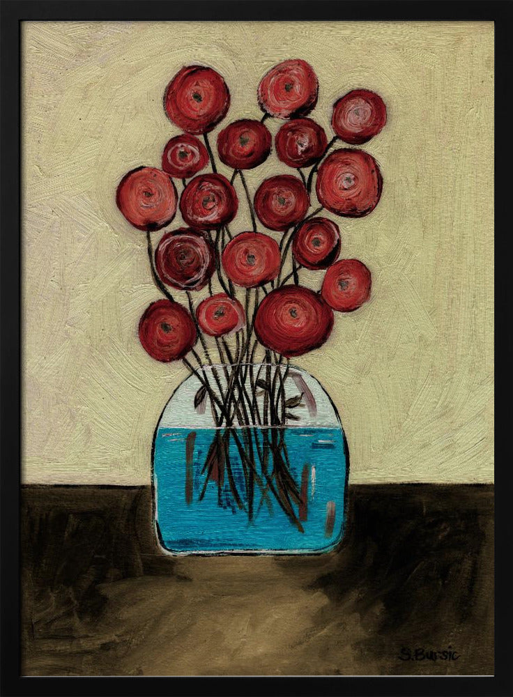 Poppies in Vase Tan | Poster