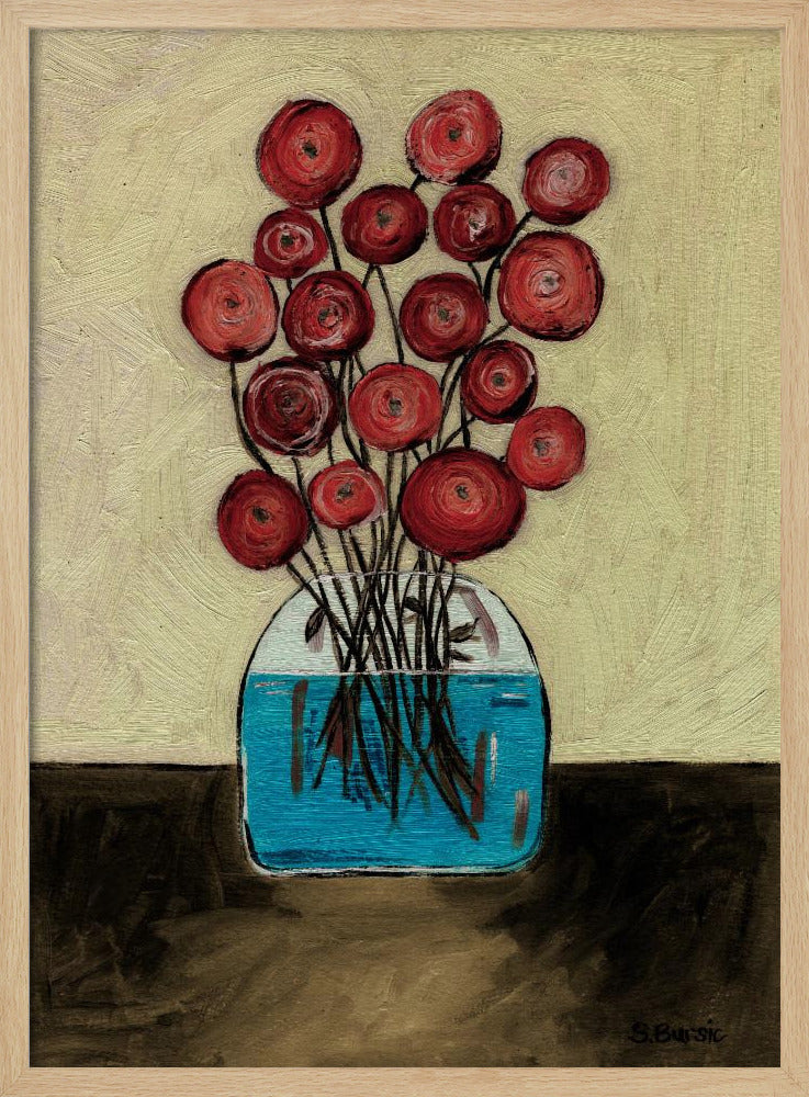 Poppies in Vase Tan | Poster