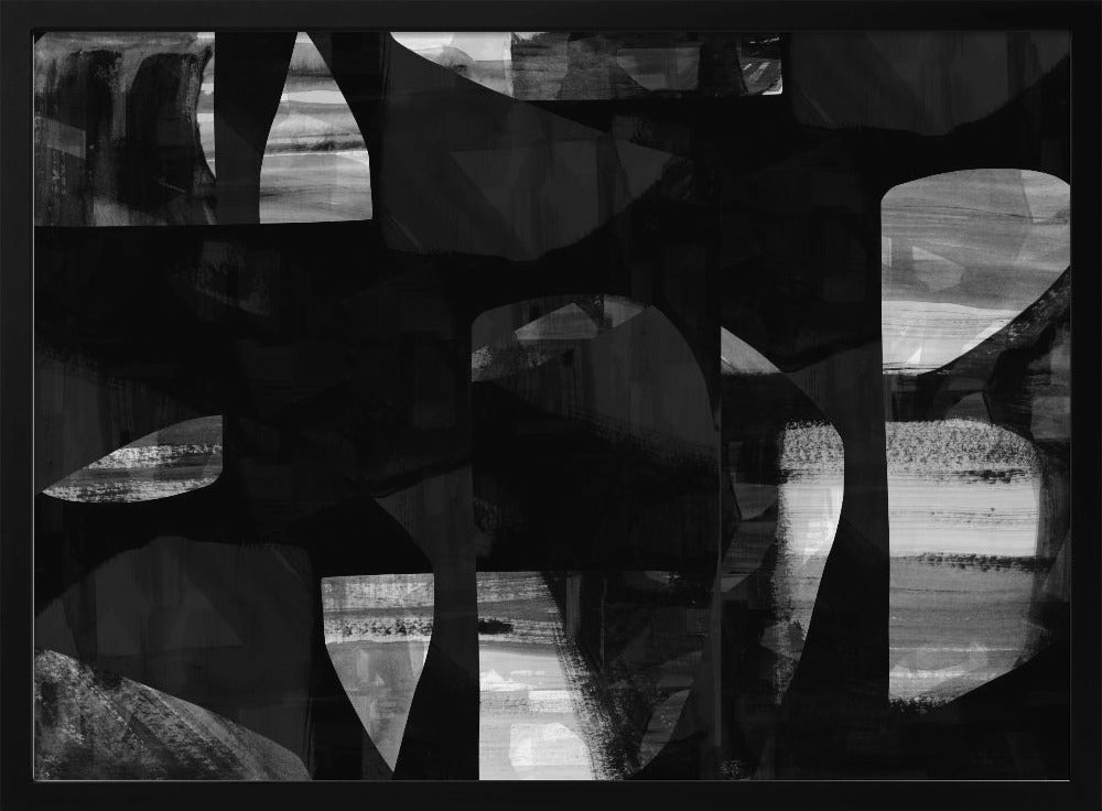 Abstract Black Night Shapes 1 | Poster