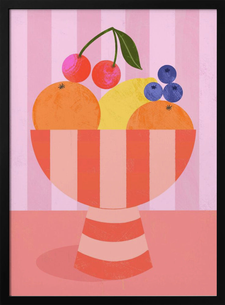 Fruit in Striped Bowl | Poster