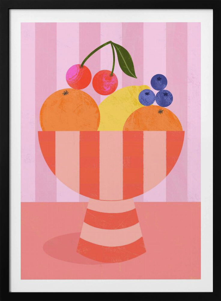 Fruit in Striped Bowl | Poster