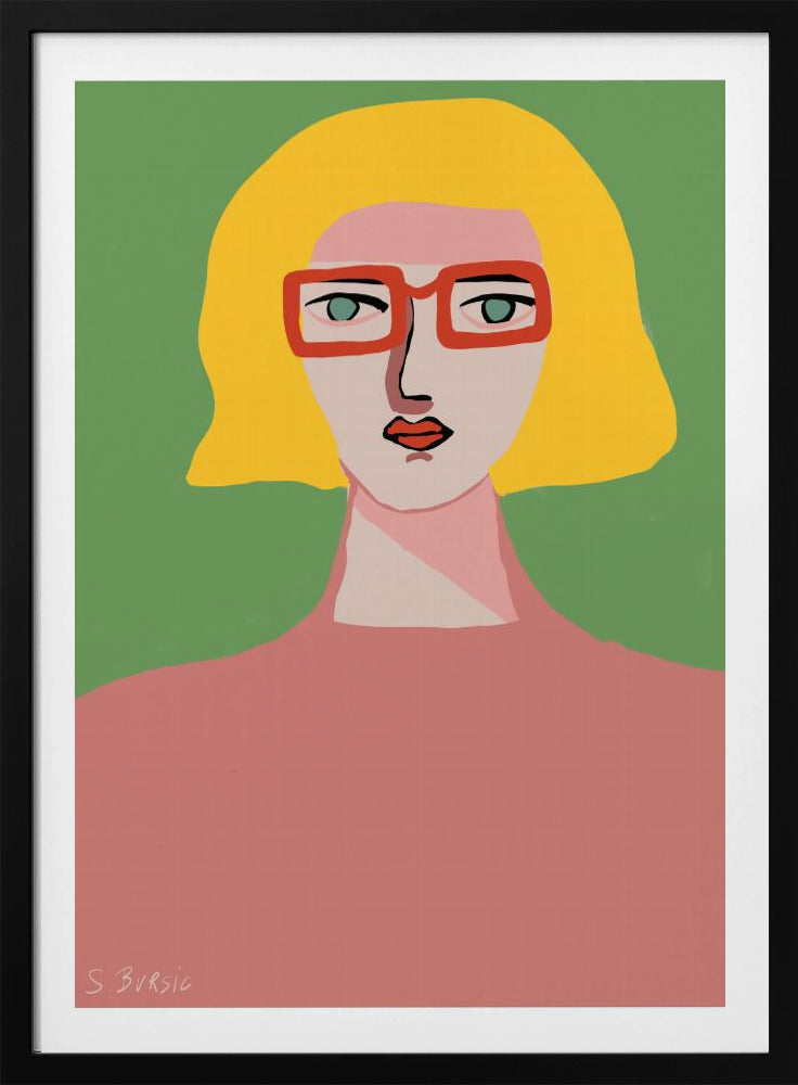Golden hair lady with red glasses | Poster